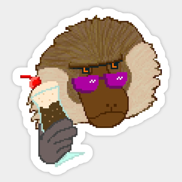 Cool baboon with icecream float Sticker by TheAlbinoSnowman